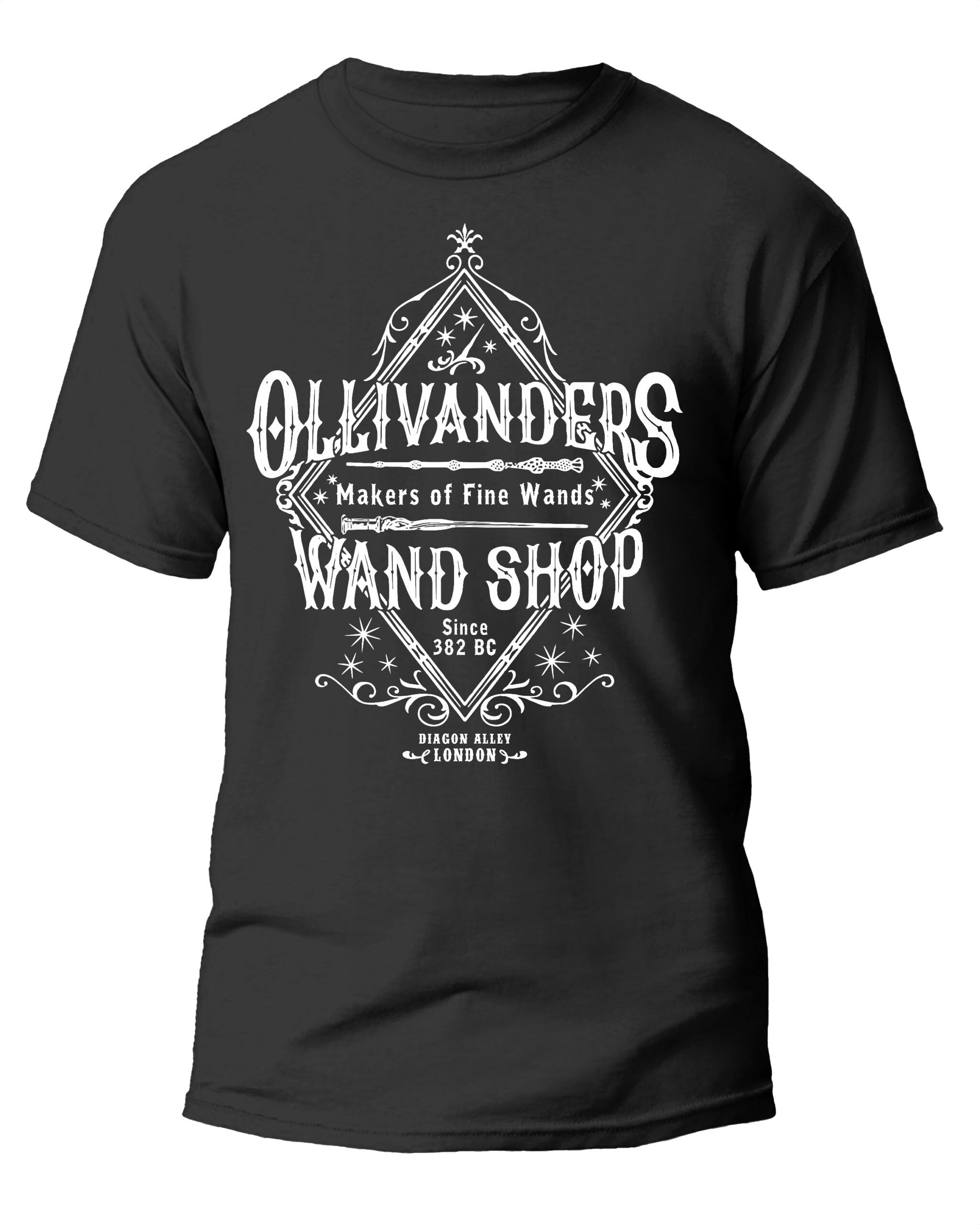 Harry Potter Themed Ollivanders Wand Shop Black T-Shirt Harry Potter Themed Ollivanders Wand Shop Black T-Shirt