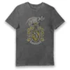Harry Potter Hufflepuff House Crest Grey Vintage T-Shirt