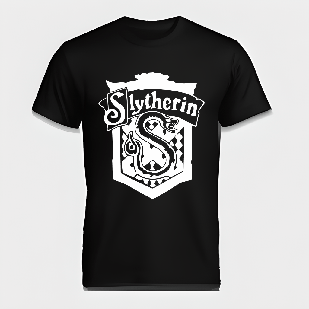 Harry Potter Themed Slytherin House Crest Black T-Shirt Harry Potter Themed Slytherin House Crest Black T-Shirt