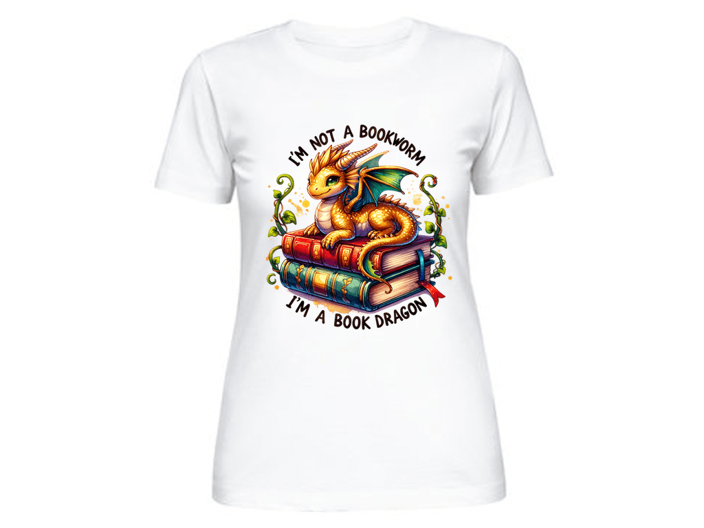 I'm Not A Bookworm I'm a Book Dragon Bright Colourful T-Shirt I'm Not A Bookworm I'm a Book Dragon Bright Colourful T-Shirt