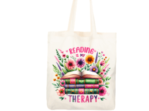 Reading is my Therapy Bright Floral Tote Bag