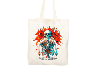 Give Me All The Red Flags Skeleton Tote Bag